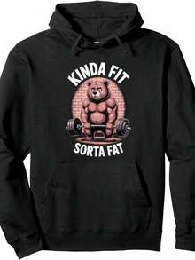 Kinda Fit Sorta Fat Gym Bear Weightlifting Pullover Hoodie - 款式5 - 查看 1