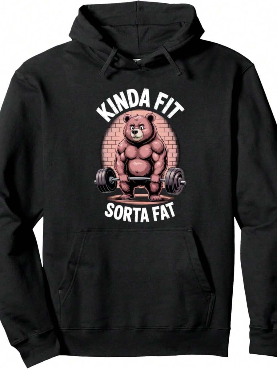 Kinda Fit Sorta Fat Gym Bear Weightlifting Pullover Hoodie - 款式5 - 查看 1