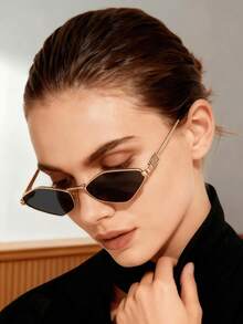 新款复古时尚菱形金属眼镜，经典百搭沙滩遮阳眼镜，同款女士时尚眼镜 - 彩色 - 查看 3