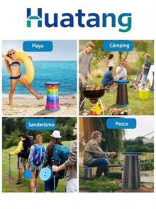 HuaTang Taburete Plegable para Camping, portátil, Plegable, retráctil, Plegable, Altura Ajustable (arcoíris) - Multicolor - Ver 3