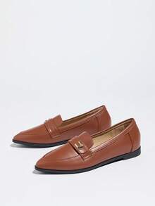 أحذية نسائية ذات أصابع مدببة، أحذية بالية خفيفة الوزن مريحة للاستخدام اليومي، جميلة وشابة - بني - مشاهدة 3