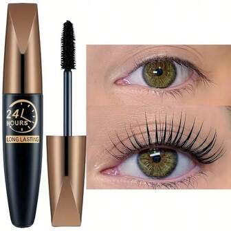 Mascara fibré 8D waterproof longue tenue - Noir, Volume, Recourbe Cils Extension Maquillage Portée Toute la Journée 24 Heures
