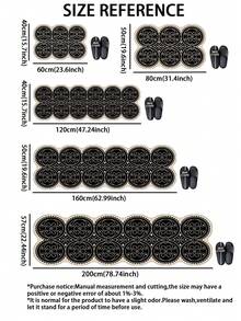 1pc Silicone Kitchen Mat With High-End Line And Flower Splice Gradient Pattern, Light Luxury And Fashionable Style, Cushioning Fatigue-Resistant, Water-Absorbent Quick-Drying And Anti-Slip Kitchen Rug, Simple Silica Gel Soft Rubber Mat, Suitable For Kitchen, Bathroom, Entrance, Laundry Room And Other Places. ,Room Decor - Black - View 5