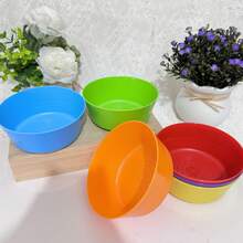 6/12/18pcs Reusable Salad Bowls, Round Unbreakable Colored Plastic Bowls, Suitable For Camping, Picnic, Home Use - Great For Pasta, Cereal, Soup, Vegetable And Fruit Salad - Multicolor - View 6
