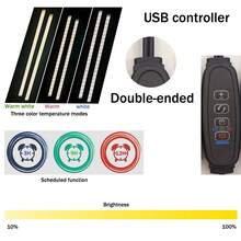 二合一 USB 双头照明灯，双色温两栖动物照明灯，可调光定时器，3 种照明模式，吸盘夹固定在水族箱外部，不防水，适用于室内两栖动物和鱼缸照明（鱼、龟、变色龙、蜥蜴） - 黑與白 - 查看 4