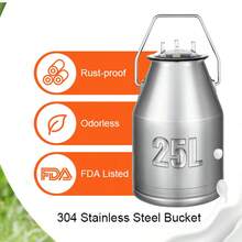 Ordeñadora eléctrica para vacas, cubeta de acero inoxidable 304 de 6,6 gal / 25 L, ordeñadora de vacío de pulsación automática, ordeñadora portátil con vasos y tubos de silicona de grado alimenticio, presión ajustable - 25 litros - Ver 2