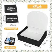 AFRT 8Pack Groomsmen Proposal Box With Card 7 Groomsmen Boxes1 Best Man Box 10.6*7.9*3.1 Inch Groomsmen Gift Box With Ribbon Will You Be My Groomsman Box Wedding Gift Box For Groomsmen Proposal Gift - 黑色 - 查看 2