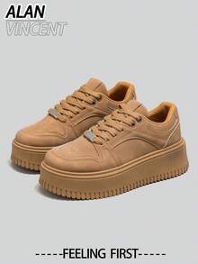 Alan Vincent [Free Return & Exchange] Low-Top Lace-Up Shoes, Thick-Sole Casual Sneakers, Comfortable & Fashionable, 4.5cm Height Increase, Suitable For Petite Women