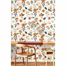 1 Rolle selbstklebende weiße Hintergrund Mehrfarbiges Blumenmuster Tapete, verdickt PVC, leicht luxuriös, personalisierte Kunst Eingang Treppenhaus Tapete, wasserfest, leicht zu reinigen, kann abgerissen und gezogen werden, 17.7 Inches X 196.8 Inches, geeignet für Schlafzimmer, Wohnzimmer, Badezimmer Hintergrundwand, Küchenschrank Schublade Möbelrenovierung, DIY Studentenwohnheim Büro Supermarkt Heimdekoration