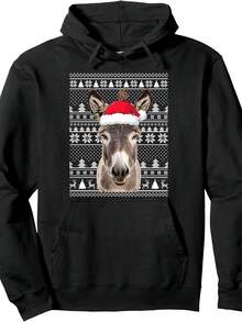 Donkey Mule Cistmas Ugly Sweaters Funny Santa Hat Xmas Pullover Hoodie - 款式3 - 查看 1