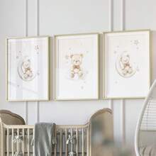 1 pieza, Arte de pared de lienzo, Decoración enmarcada para guardería, Pintura decorativa de oso de peluche. Características: Un oso de peluche sentado en una luna creciente, un oso de peluche sentado en una nube, un oso de peluche sosteniendo un globo. Ideal para: Decoración de habitación infantil, Decoración de guardería, Decoración de habitación de bebé, Decoración de jardín de infantes, Decoración de habitación de niño/niña, Decoración de sala de juegos