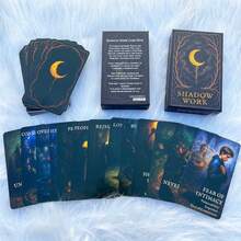 54 Tarot Cards Set, 13x8cm Reflective Moon Shadow Work Oracle Cards, Self-Discovery Emotional Perception Game, Spiritual Guidance Tool - Black - View 5