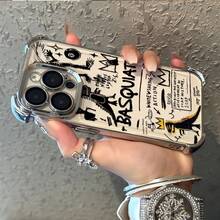 Nueva Funda para Teléfono B-Basquiats en Negro, Compatible con los Modelos de for  17, 16E, 16, 15, 14, 13, 12, 11 Mini, Pro, Max, Air, X, XR, XSMAX, 8 y 7 Plus.Cuenta con una Cubierta Trasera Transparente y Suave Diseñada para Prevenir Caídas, Funda Basquiat, Funda Práctica, Funda Iph Pro, Fundas para Teléfonos, Funda Iph Pro Max, Teléfono para Chica, Teléfono Max, Teléfono para Mujer, Funda Iph, Estética para Teléfono, Funda Lindísima para Teléfono, Funda para Móvil - Color mezclado 1 - Ver 2