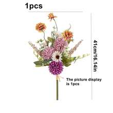 1/80pcs Artificial Chrysanthemum Flower Bouquet, Silk Flower Arrangement, Suitable For Spring Wedding Vase, Home Decor In Living Room, Bedroom, Mother's Day, Valentine's Day, Birthday Party, Outdoor Garden - Purple - View 2