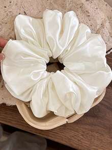 4pcs/1pc High-End Satin Hair Scrunchies For Women, 15.5cm/6.1in, Black, White, Khaki, Brown, Fashionable, Versatile, Elegant, Minimalist, Solid Color, Suitable For Daily Wear, Casual, Party, Commute, Beach, Vacation, Hairstyling, Ponytails, Buns, Washing Face, Makeup, Accessory Matching Hair Ties Scrunchy Hair Ties Hairbands Head Accessories