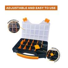 Hardware Organizer Box With Dividers - 18 Compartments Small Parts Organizer With Accessible Hinged Lid - Plastic Screw Organizer Store Nuts, Bolts, Screws, Nails, & Small Hardware
