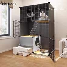 Indoor Cat Litter Box Cage With Large Free Space, Cat House, Cat Villa - Multicolor - View 4