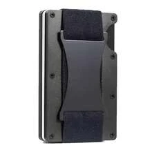 Tarjeteros Ultra de Fibra de Carbono, Cartera Minimalista Delgada para Hombres, Bloqueo RFID, Tarjetero de Bolsillo Frontal, Carteras de Aluminio - Negro - Ver 13