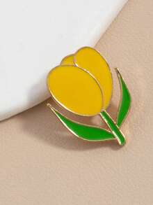 1pc Minimalist Elegant Tulip Brooch, Suitable For Daily Wear On Clothes/Bags - Yellow - View 2