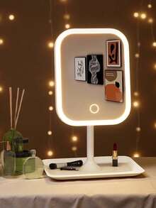 1pc LED Makeup Mirror, 3 Lighting Modes, Touch Control, Portable Stand, Foldable, Travel Makeup Mirror, 320mAh Rechargeable Battery, Portable LED Makeup Mirror, Great Gift For Women