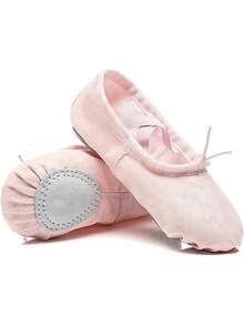 Zapatillas de Ballet para Niña, Zapatilla de Ballet Fabricadas con Piel y Lona Elástica, Zapatos para Bailarina, Calzado Danza para Niñas. - Rosa Claro - Ver 2