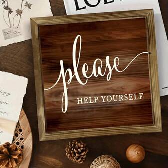 1 Piece Of Self-Service Wedding Decoration - Elegant "Self-Service" Sign, Dark Brown / Vintage Wedding Wall Or Table Decoration - Artificial Wooden Plaque Suitable For Weddings, Receptions, Bride's Shower, Anniversary - Pre-Drilled Holes For Easy Hanging, No Electricity Required, Gift For Bridal Party, Handwritten Font Design, Country Style, Distressed Texture, Sweet Style, Handmade Appearance, Event Planner