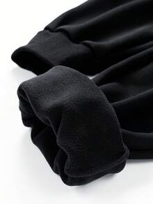 High Quality Black Jogger Pants, Thermal Lined Thick Warm And Versatile Design, With Adjustable Drawstring And Ribbed Hem