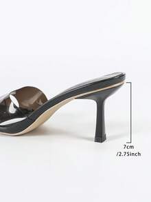 Damen modische elegante schwarze Mules mit quadratischer Zehenpartie und offenem Zeh, hoher Absatz, charmant und glamourös für Party, Hochzeit, Outdoor-Aktivitäten, Alltag, Stiletto-Sandalen, Größen 35-45 - Schwarz - Übersicht 9