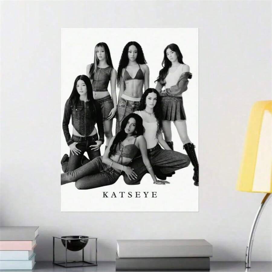 1 件 KATSEYE 艺术版画:全球女子组合帆布印刷海报墙饰,无框装饰,时尚卧室之选——音乐爱好者和收藏家的选择 - 彩色 - 查看 1