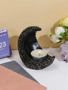 1个优雅树脂新月形烛台，独特设计，家居装饰，适用于斋月派对、餐桌、办公室、瑜伽馆（不含蜡烛） - 彩色 - 查看 7