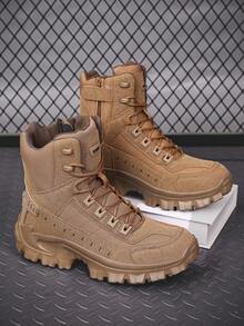 Men's Autumn/Winter British Style High-Top Casual Boots, Thick Sole, Suitable For Leisure, Outdoor, Daily Commute, Work, Travel, 39-47 Plus Size, Suede Leather, Lace-Up, Zipper, Casual Sports Shoes, Flat Work Boots - Multicolor - View 11