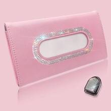 Bling Car Visor Tissue Holder, Holder Car Visor, PU Leather Tissue Box Holder, Wipes Case Car Visor, Visor Napkin HolderPink - 閃亮粉紅色 - 查看 2