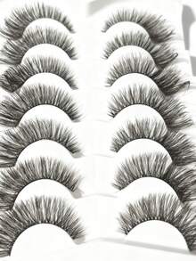 7 Pairs Of Fluffy Artificial Mink Eyelashes Slim False Eyelashes Thick False Eyelashes Curling False Eyelashes 3D Natural False Eyelashes Suitable For Holiday Parties Halloween Christmas False Eyelashes Cat Eye Lashes For Cosplay Manga Various Occasions - Criss Cross lashes - View 10