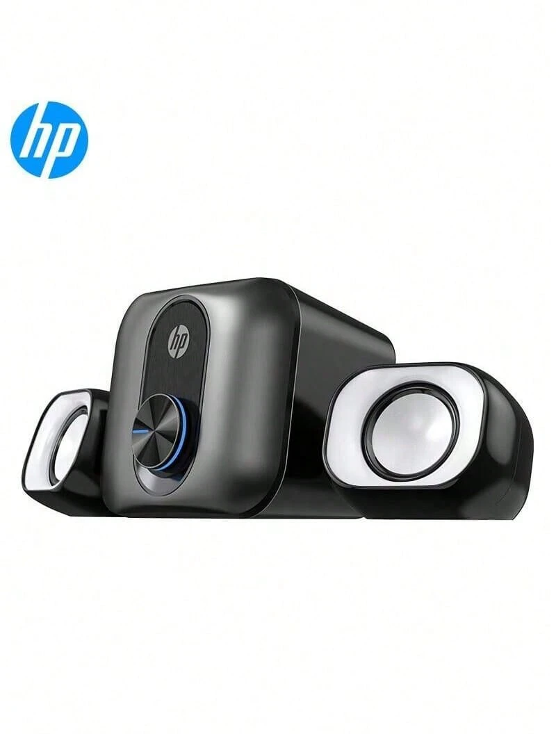 HP Altavoz multimedia con cable DHS-2111S, diseño con subwoofer alimentado por USB, salida de audio de doble canal, apto para uso en escritorio con diversos dispositivos informáticos, negro - Negro - Ver 1