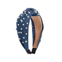 1PC, Inlaid Pearl Elegant Style Hairband Fashion Wide Headband Hair Clip Face Washing Hairband Fashion Party Daily Casual Home Use Family And Friends - 藍色 - 查看 8