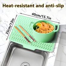 1 pieza Alfombrilla de drenaje de silicona extra grande, Alfombrilla de secado de platos para fregadero de cocina, Tabla de cortar multifuncional antideslizante, Resistente al calor, PVC y