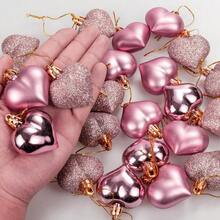 12 قطعة / 24 قطعة / 36 قطعة من الكرات الزخرفية بشكل قلب باللون الذهبي الوردي، مناسبة لعيد الحب، وذكرى الزفاف وغيرها من المناسبات، ويمكن استخدامها كزينة للشجرة - متعدد الألوان - مشاهدة 2