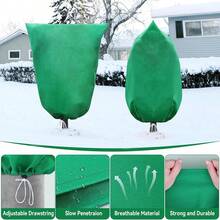 Winter Plant Protection Cover, Thickened Non-Woven Fabric Plant Windproof Drawstring Zipper Cover - Dark Green - View 5