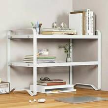 3Tier Desktop Organiser Shelf Metal Storage Rack 40 X 21 X 36 Cm Black White Bookcase A225 White