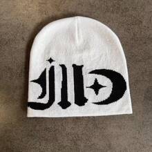 Y2K Fashion Knit Beanie Hat, Unisex Cold Weather Cap, Street Riding Gift, Letter, Bohemian, Acrylic, Knit Hats, All Season Men Winter Head - A - View 10