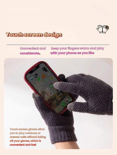 1 Paar Herren Winter Touchscreen warme gestrickte Handschuhe, verstärkte Isolierung, Großformat Vollfingerdesign, geeignet für Radfahren, Fahrrad fahren, Sport und Studenten