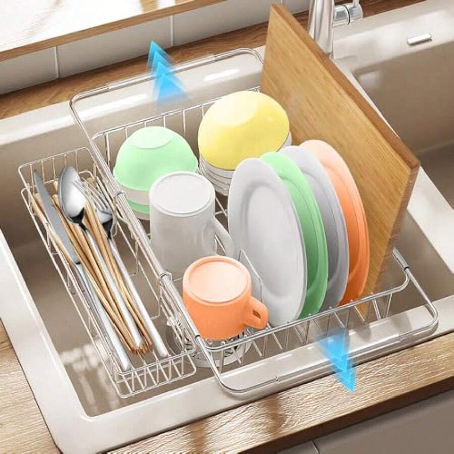 Stainless Steel Dish Drying Rack Large Adjustable Stainless Steel Dish ...