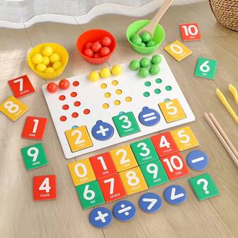 1pc Montessori Colorful Bead Clamp Math Toy Set Rainbow Number Decomposition Operation Clip Beads Toddler Toys For 3-6 Years Kids Toys Educational Game Numbers Maths Board Games Fine Motor Skills Counting Cognitive Learning Montessori Toys Preschool Kindergarten Homeschool Activities Christmas Birthday Gifts For Boys Girls