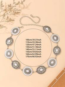 Plus Size 1pc Vintage Women Western Belt, Engraved Buckle With Distressed Texture - Multicolor - View 5