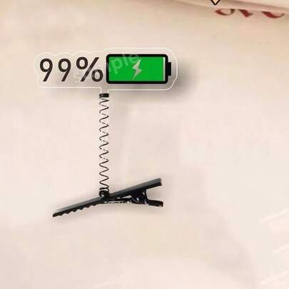 1/2pcs Funny & Quirky Acrylic Transparent Battery Level 3D Spring Hair Clips, DIY Hair Accessories, Handmade Abstract Trinkets