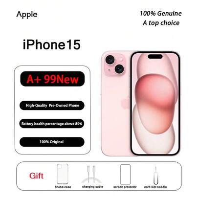  A+ Grade Used Apple IPhone 15, Authentic Original, Near Mint Condition (99% New); Screen Protector Included