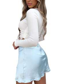 DREAM SLIM-Blusa sin mangas acanalada acanalada para mujer, playera corta de entrenamiento con espalda cruzada - negro, blanco (paquete de 2 negro/blanco) - Ver 4