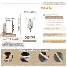 1幅帆布墙画，带框墙饰，儿童房墙画，复古旅行主题儿童房挂画，卡通汽车、热气球、摩托车装饰画，男孩房装饰画，蓝色艺术画，适用于儿童房装饰、婴儿房装饰、幼儿园装饰、男孩房/女孩房装饰、游戏室装饰 - 彩色 - 查看 12