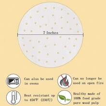 Air Fryer Liners - 7" 8.5" 9"10" Parchment Paper Bamboo Steamer Liners Perforated Anti-Stick Waterproof 100% Pure Raw Wood Pulp By EBIGIC - 白色 - 查看 3