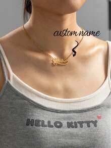 1pc Customized Name Necklace, Multiple Fonts To Choose From, Personalized Stainless Steel Jewelry, Heart-Shaped Pendant, Fashionable Gift, Mother's Day Or Christmas And Valentine's Day, The Ultimate Gift For Friends And Loved Ones. - Multicolor - View 2